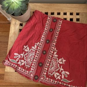 Francesca’s Embroidered Button Up Skirt